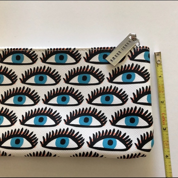Bobbi Brown Make up bag evil eye pattern NWT white/blue/black - Picture 2 of 5